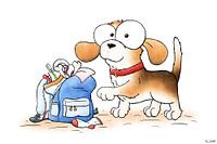 Kinderzimmer Aufenthalt mit einem Beagle-Welpen