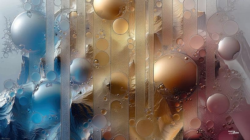 magical shapes in blue-gold-silver-pink by Gelissen Artworks