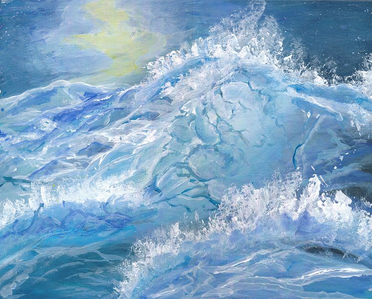 Huge blue waves in the ocean with spray by Markus Bleichner