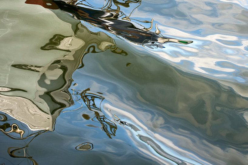 water reflection of a boat made in a harbour by Hanneke Luit