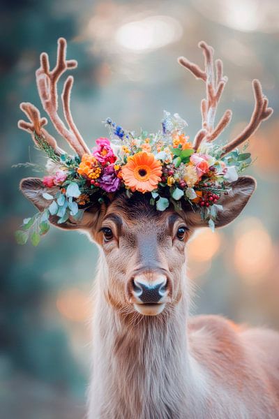 Blumenhirsch von Poster Art Shop