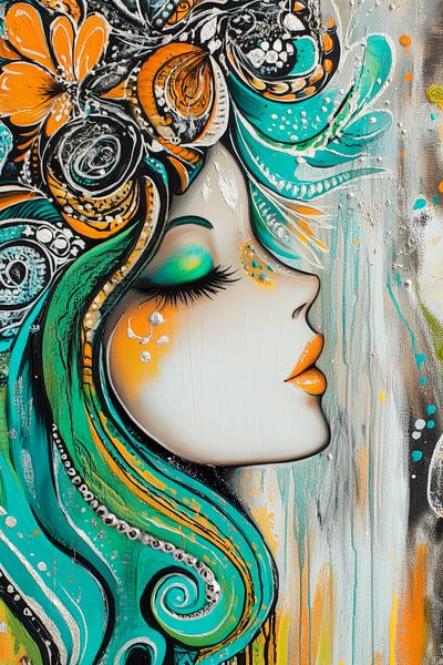 Blumen der Seele – Farbenspiel  Traumhaftes Profil – Kunst  von Poster Art Shop