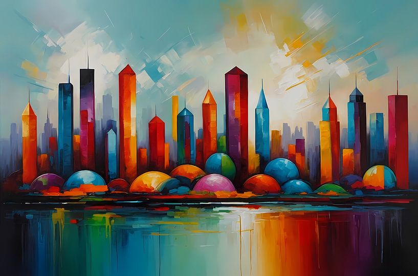 Colourful Reflection of City and Water by Art & Soul Creations