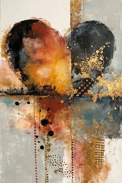 Abstract Painting - Gold Bordeaux Mysterious and Luxurious by Joriali Abstract