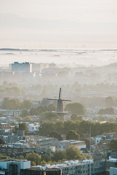 Mühle in Utrecht am frühen Morgen von Joep van de Zandt