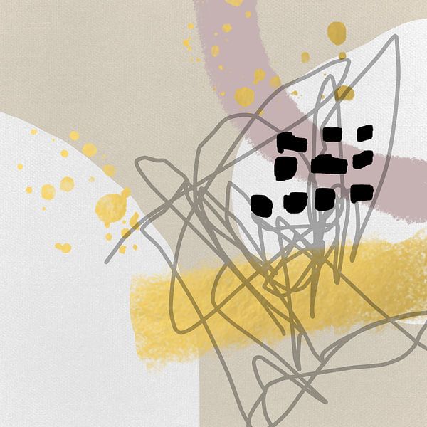 Abstrakte Pastelltöne. Minimalistisch in Beige, Rosa, Gold, Weiß, Rosa und Grau von Dina Dankers