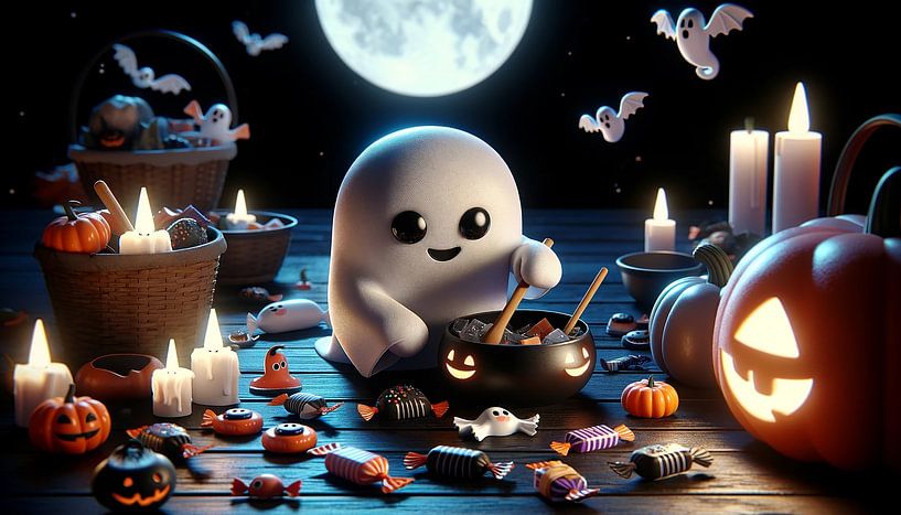 Ghostly candy festival under the Halloween moon by artefacti