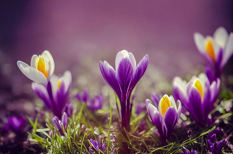 Crocuses in spring,illustration by Animaflora PicsStock