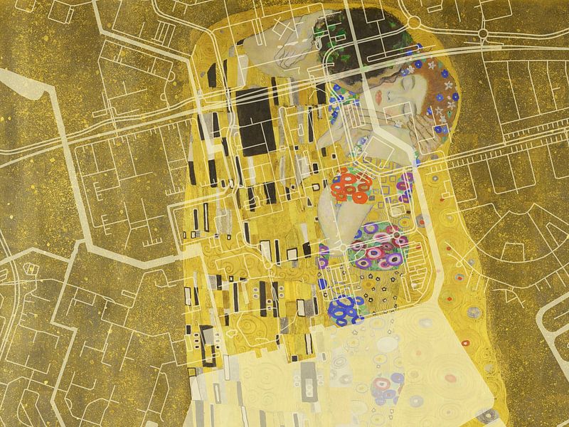 Karte von Almere Centrum dem Kuss von Gustav Klimt von De Kaartenwinkel