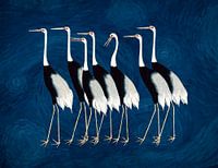 Chinesischer Kranich vor dem nächtlichen Sternenhimmel von van Gogh