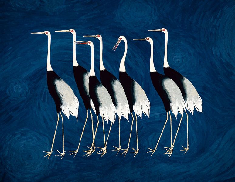 Chinesischer Kranich vor dem nächtlichen Sternenhimmel von van Gogh von by Maria