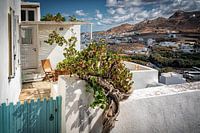 Charmante vue sur la terrasse de l'île grecque