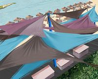 Malerei Italien Schattentücher Strand