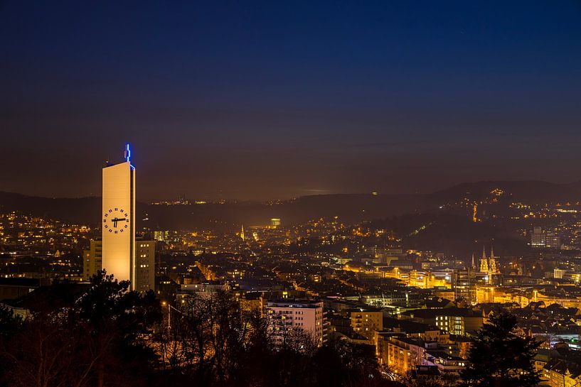 Germany, Skyline of stuttgart city downtown houses and churches by adventure-photos