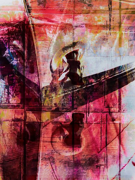 Scheepsboeg met waterreflectie_abstract_2 van Rautenberg Digital Art Maritim