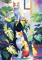 Amis félins parmi les feuillages