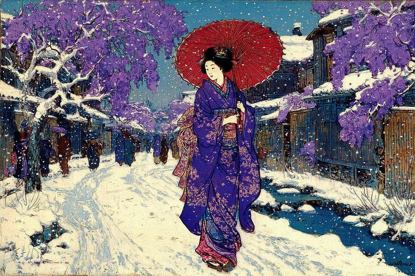 peinture acgtig Japon Geisha par Egon Zitter