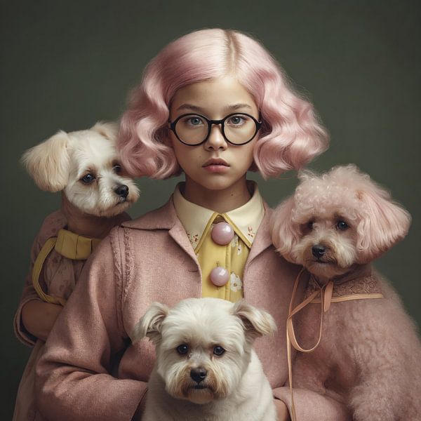 Fine art portrait "Me and my dogs" by Carla Van Iersel