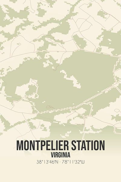 Alte Karte von Montpelier Station (Virginia), USA. von Ortsdrucke