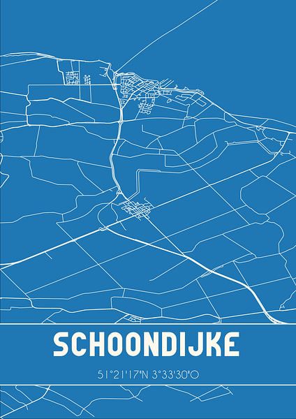 Blueprint | Carte | Schoondijke (Zeeland) par Affiches de lieux