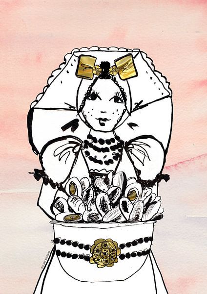 Zeeland girl with mussel pot by Debbie van Eck