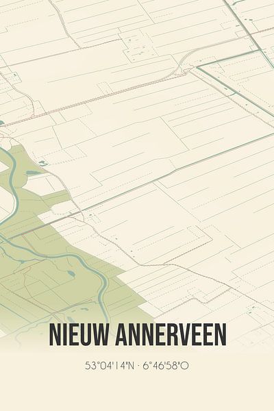 Carte ancienne de Nieuw Annerveen (Drenthe) par Affiches de lieux