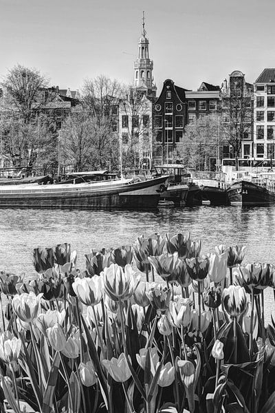 Inner city of Amsterdam Netherlands Black and White by Hendrik-Jan Kornelis