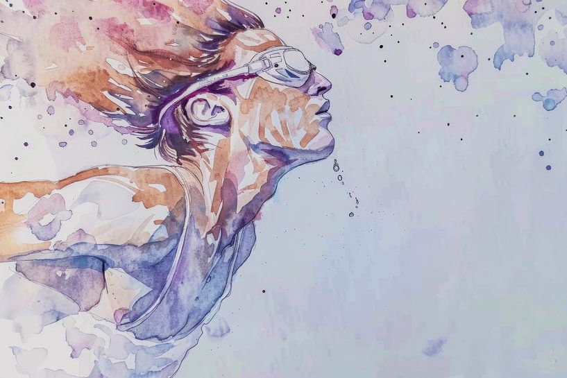 Zeichnen, Aquarellieren, Sport, Schwimmen von Peter Pen Zeichnungen und Gemälde