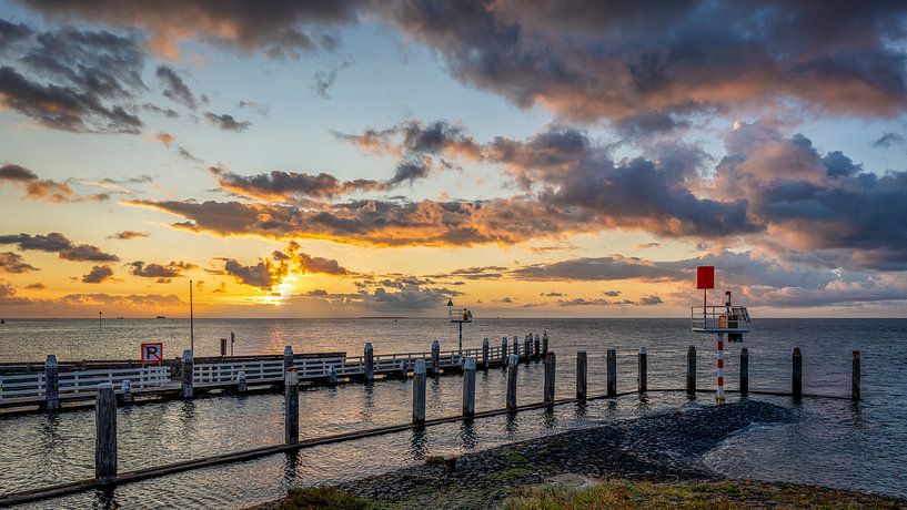 Sunrise beacons Wadden Harbour Vlieland by R Smallenbroek