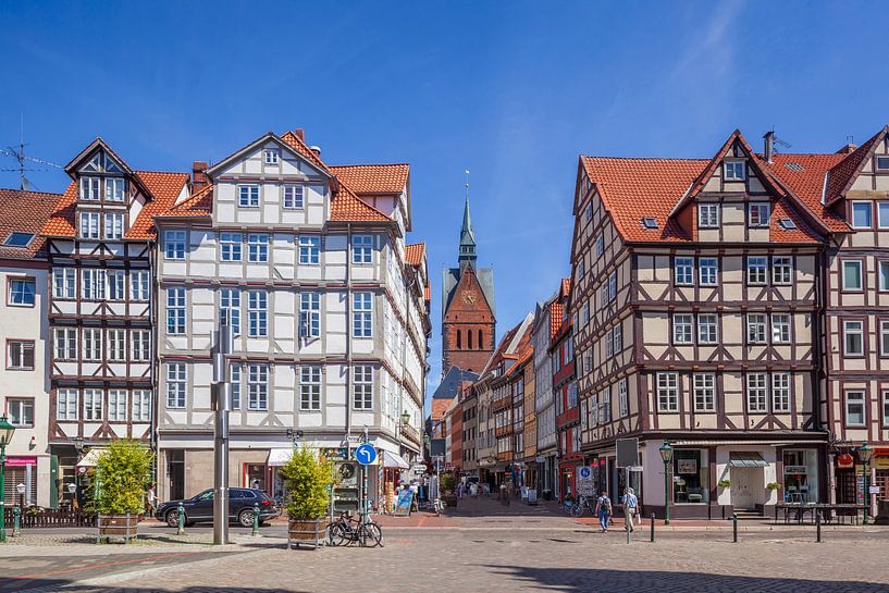 Old town with half-timbered houses and market church at the Holzmarkt with view into the Kramerstras by Torsten Krüger
