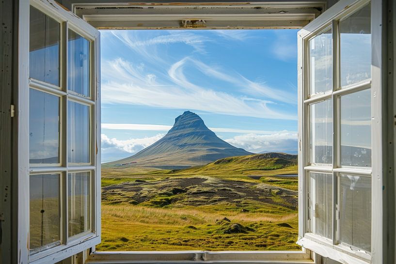 Vue de la fenêtre sur le Kirkjufell par Poster Art Shop