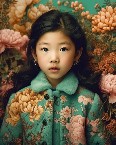 Buntes Kunstporträt eines asiatischen Mädchens von Carla Van Iersel