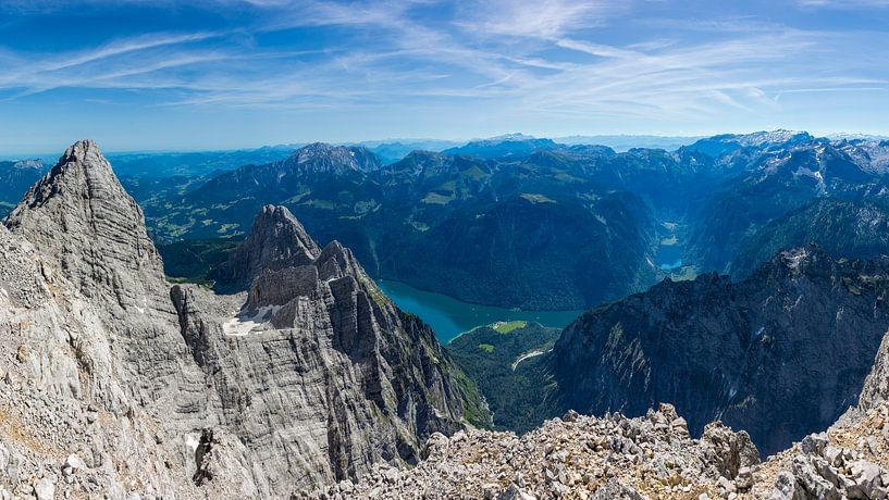 Blick vom Watzmann auf Königsee mit Bartholomä von Dieter Meyrl