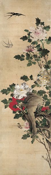 Chen Mei,Pioenen en zwaluwen, Chinese vogels en bloemen Schilder van finemasterpiece