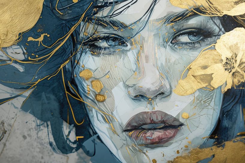 The abstract digital portrait of the mystery woman by Digitale Schilderijen