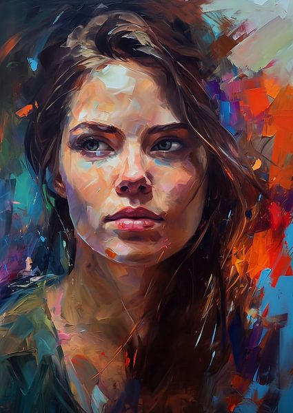 Woman, portrait, oil paint, coarse brushstrokes and palette knife by Jan Bechtum