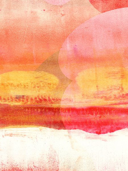 Romantisch abstract landschap in warme kleuren van Dina Dankers