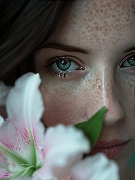 Fantasie Porträt Frau mit Blumen von Egon Zitter