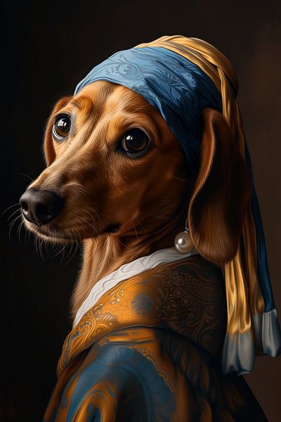 Teckel à la perle - Vermeer 2 par Marianne Ottemann - OTTI