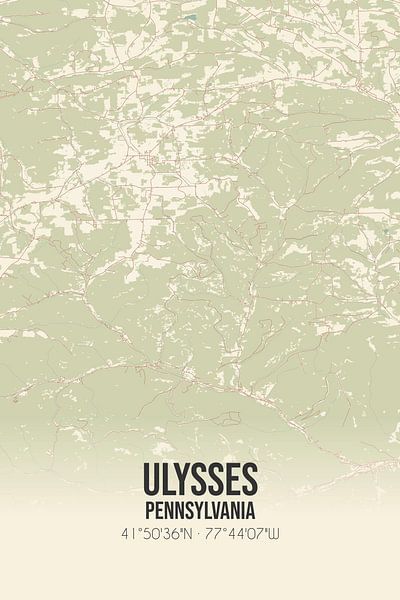 Alte Karte von Ulysses (Pennsylvania), USA. von Ortsdrucke