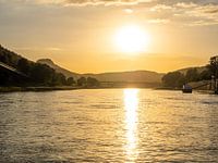 Bad Schandau in Saxon Switzerland – View over the Elbe to the Lilienstein