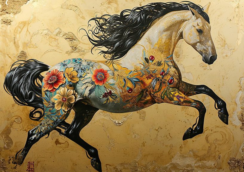Golden Horse Painting by Wonderful Art