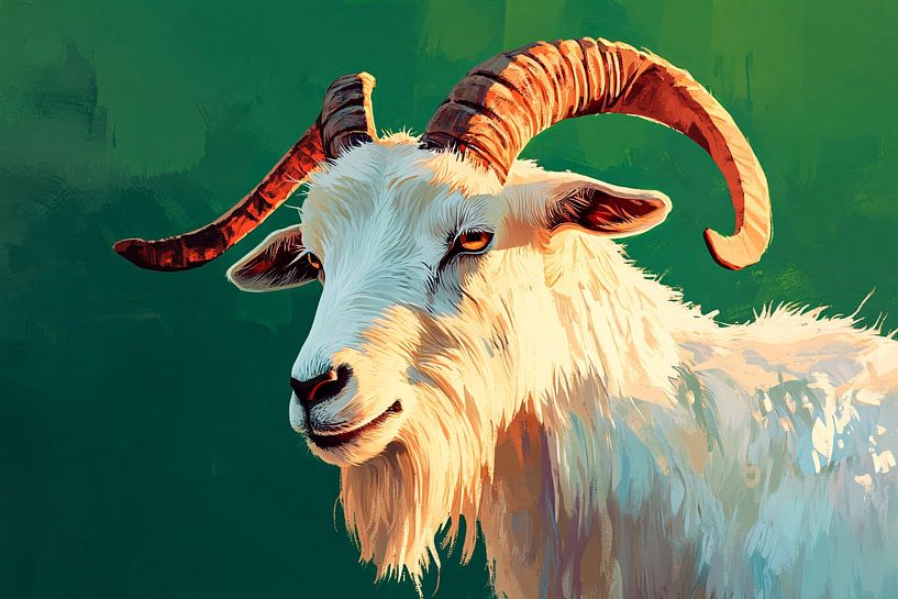 Ziege mit orangefarbenem Horn von Art & Soul Creations