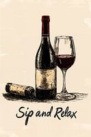 Bouteille et verre de vin élégants