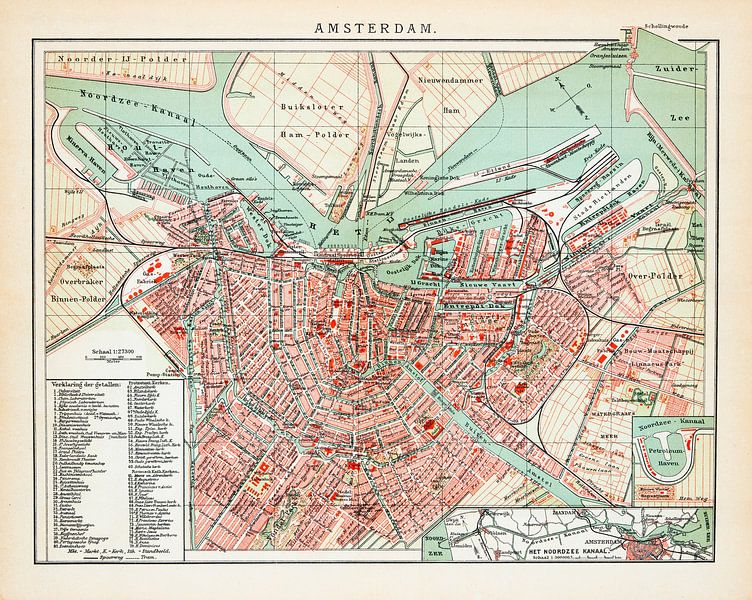Alte Karte von Amsterdam ca. 1900 von Studio Wunderkammer