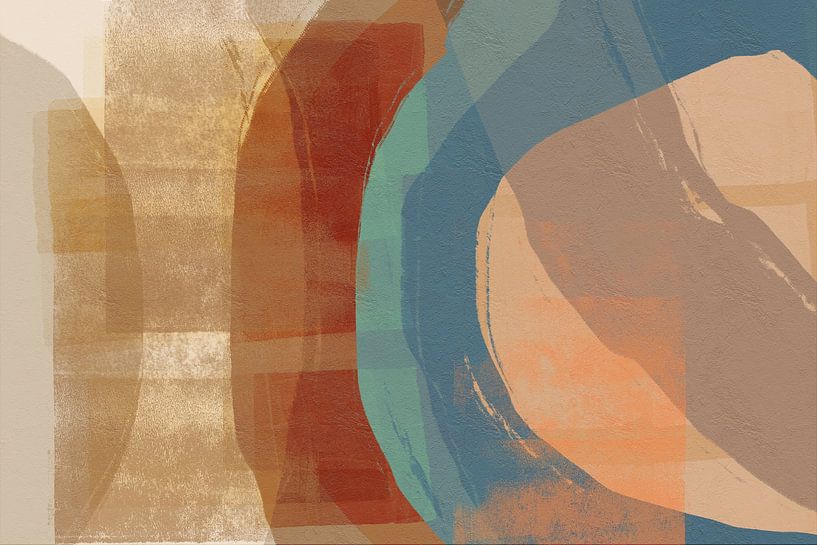 Abstrakte Kunst in Terra, Blau, Braun. von Dina Dankers