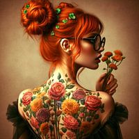 des fleurs sur le dos