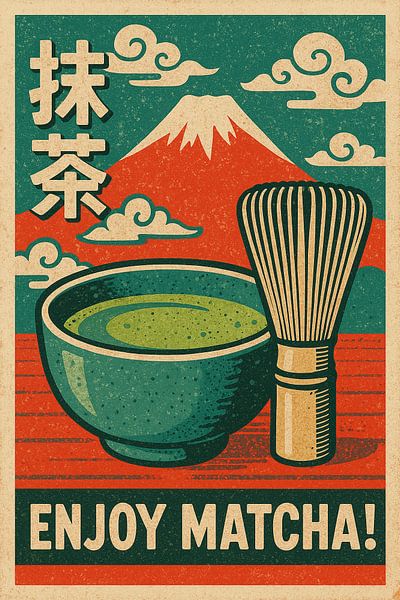 Retro Matcha Poster - Art mural japonais vintage sur le thé par Travel Shop