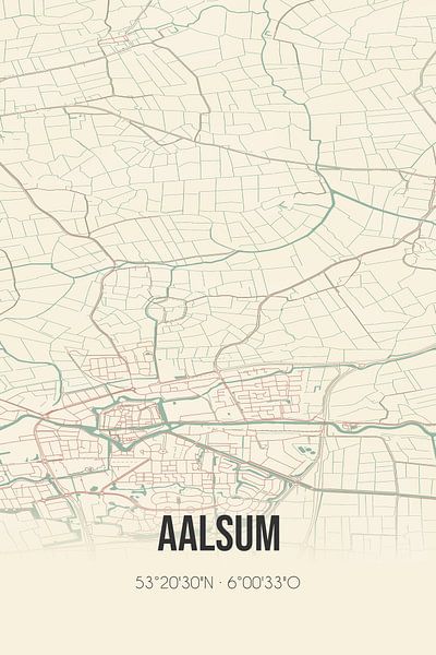 Vintage map of Aalsum (Fryslan) by Prints of Place