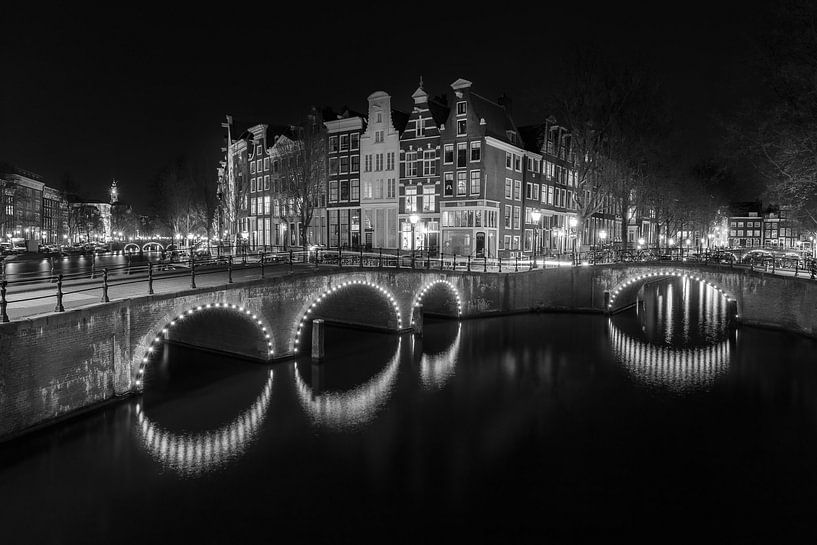 Amsterdam le soir en noir et blanc - Keizersgracht par Tux Photography